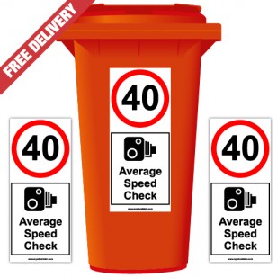 40 mph Average Speed Check Speed Reduction Wheelie Bin Stickers XL